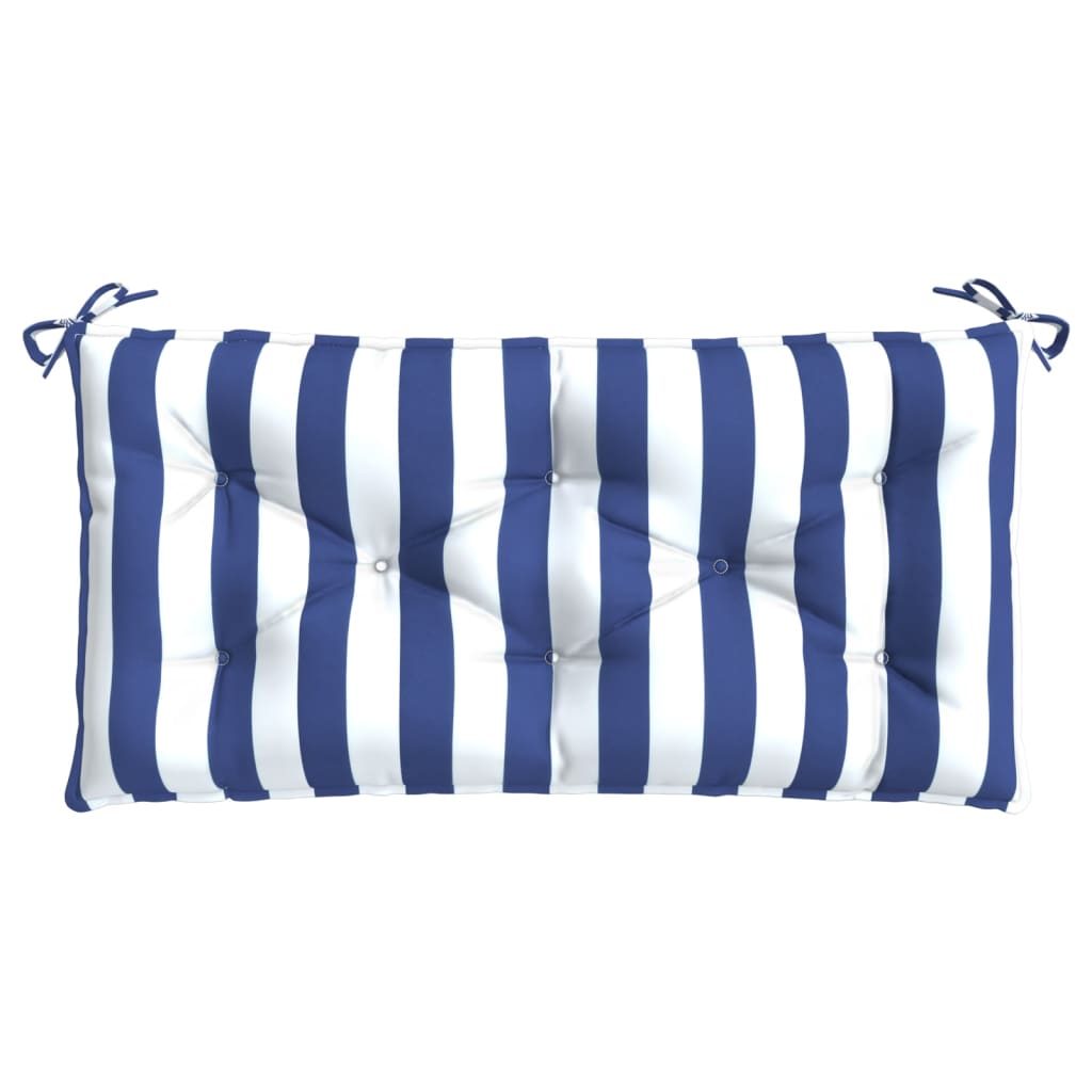 Cuscino per Panca Bianco e Blu 100x50x7 cm in Tessuto Oxford