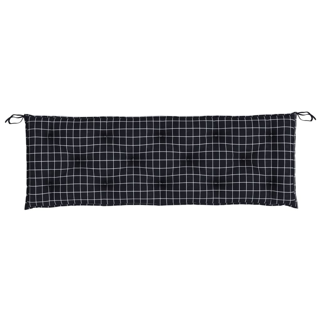 Cuscino per Panca a Quadri Neri 150x50x7 cm in Tessuto Oxford