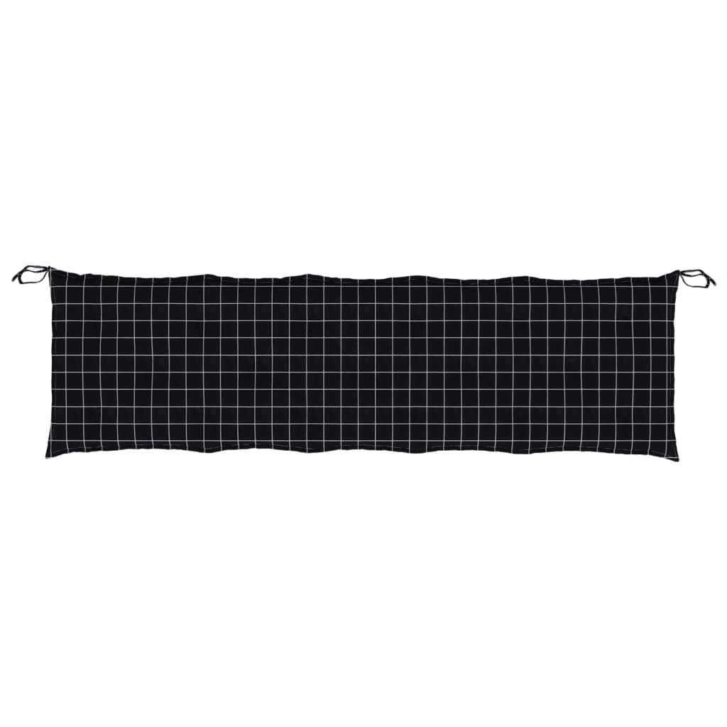 Cuscino per Panca a Quadri Neri 180x50x7 cm in Tessuto Oxford
