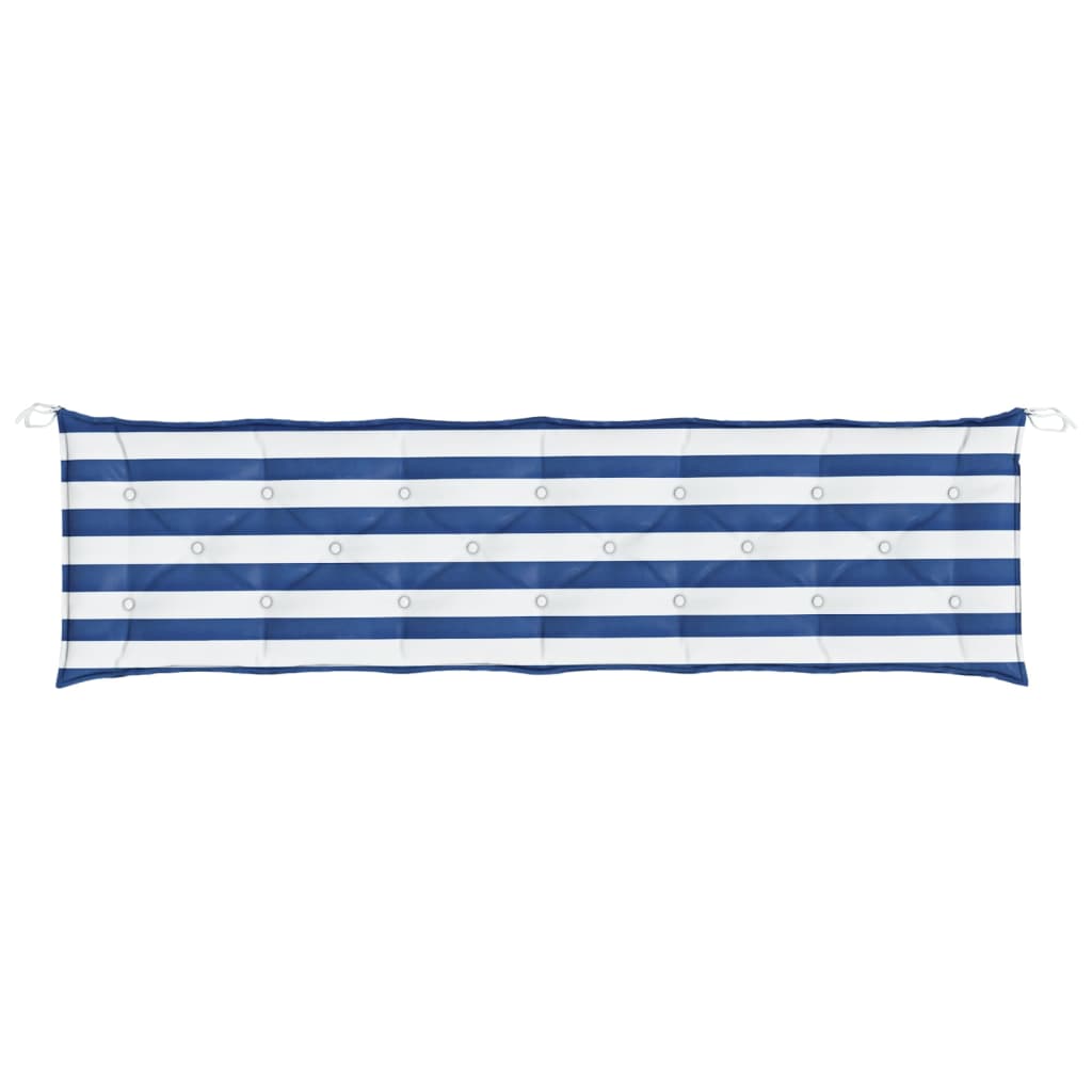 Cuscino Panca Giardino Righe Bianche e Blu 200x50x7 cm Tessuto