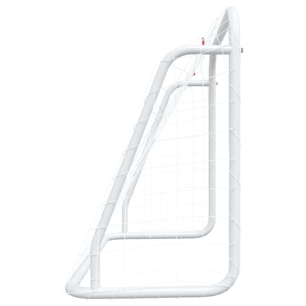 Porta da Calcio con Rete Bianca 125x96x60 cm Acciaio Poliestere