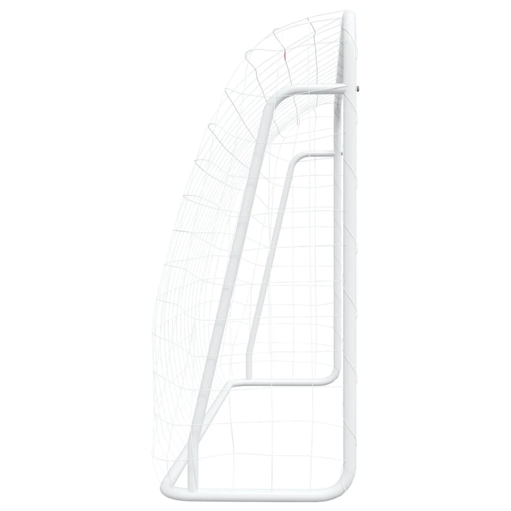 Porta da Calcio con Rete Bianca 214x75x152cm Acciaio Poliestere
