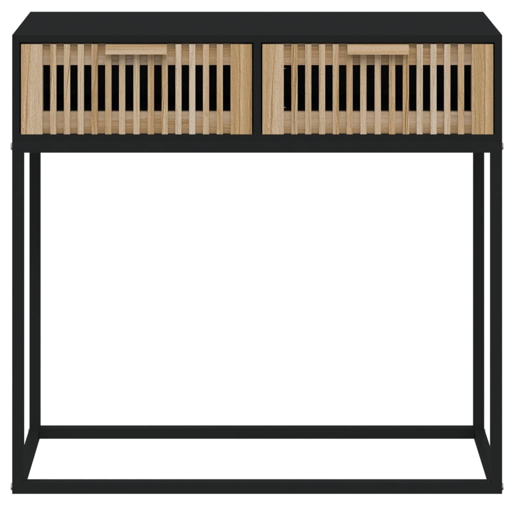 Tavolino Consolle Nero 80x30x75 cm Legno Multistrato e Ferro
