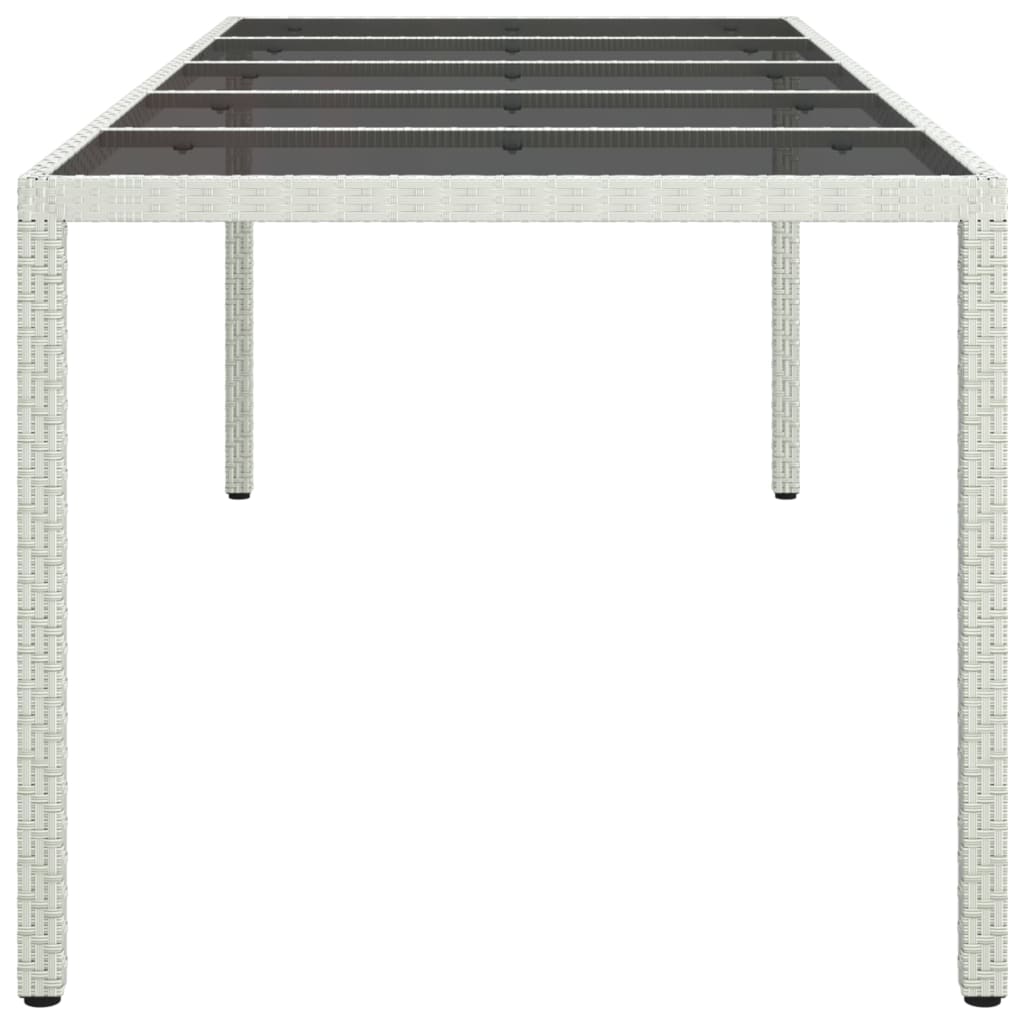 Tavolo Giardino Bianco 250x100x75 cm Polyrattan Vetro Temperato