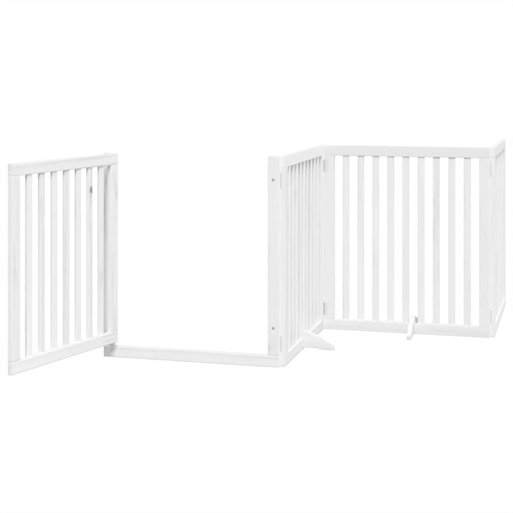 Cancello Cani Porta Pieghevole Bianco 4 Pannelli 320 cm Pioppo