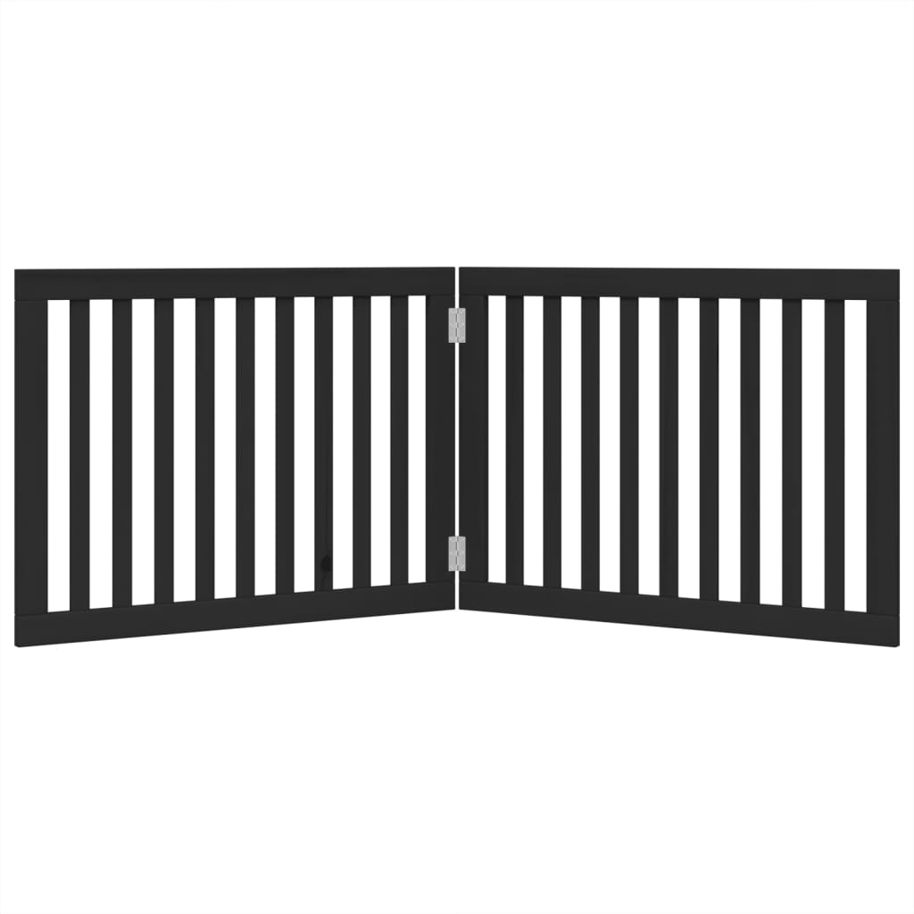Cancello per Cani Pieghevole 2 Pannelli Nero 160cm Legno Pioppo