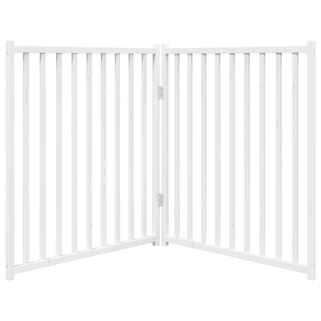 Cancello Cani Pieghevole 2 Pannelli Bianco 160cm Massello Abete