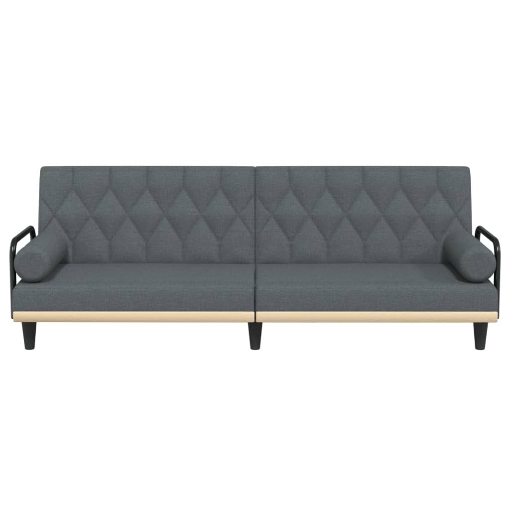 Divano Letto con Braccioli Grigio Scuro in Tessuto