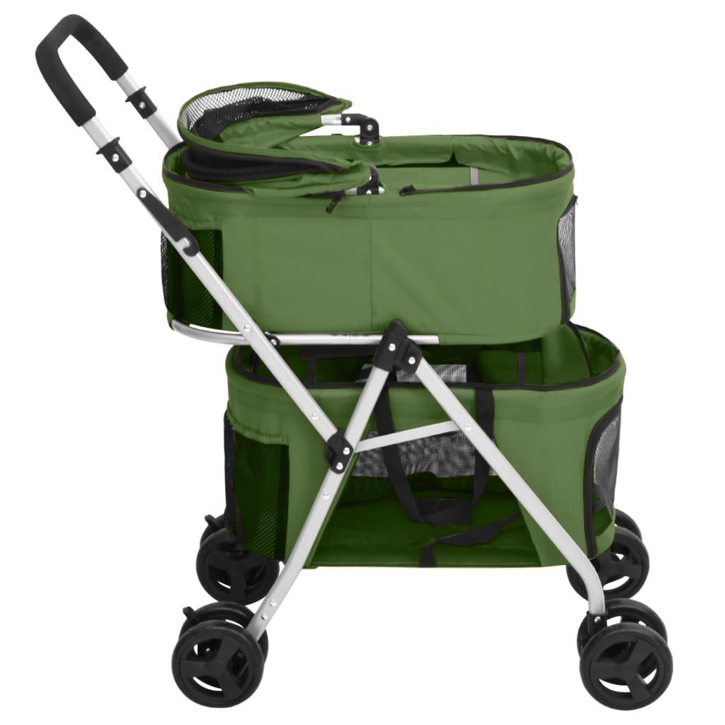 Passeggino Cani Pieghevole 2 Livelli Verde 83x48x97cm Tessuto