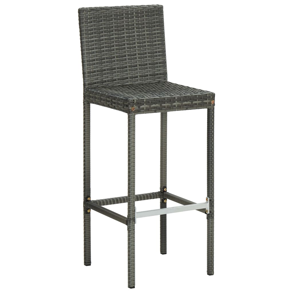 Sgabelli da Bar con Cuscini 6 pz in Polyrattan Grigio