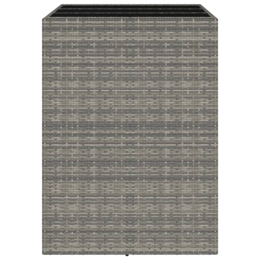Tavolo da Bar con Piano in Vetro Grigio 105x80x110cm Polyrattan