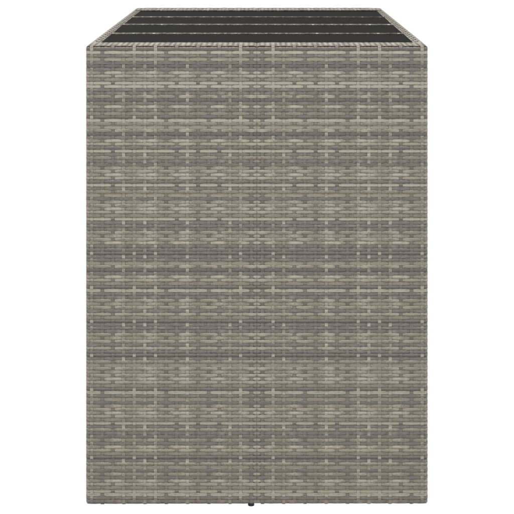 Tavolo da Bar con Piano in Vetro Grigio 145x80x110cm Polyrattan