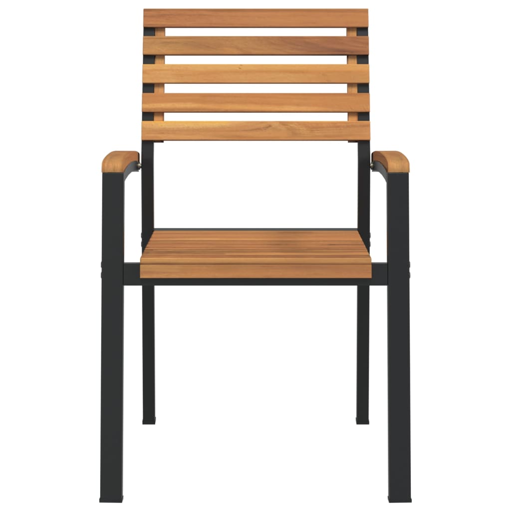 Sedie Giardino Impilabili 4 pz Legno Massello Acacia e Metallo