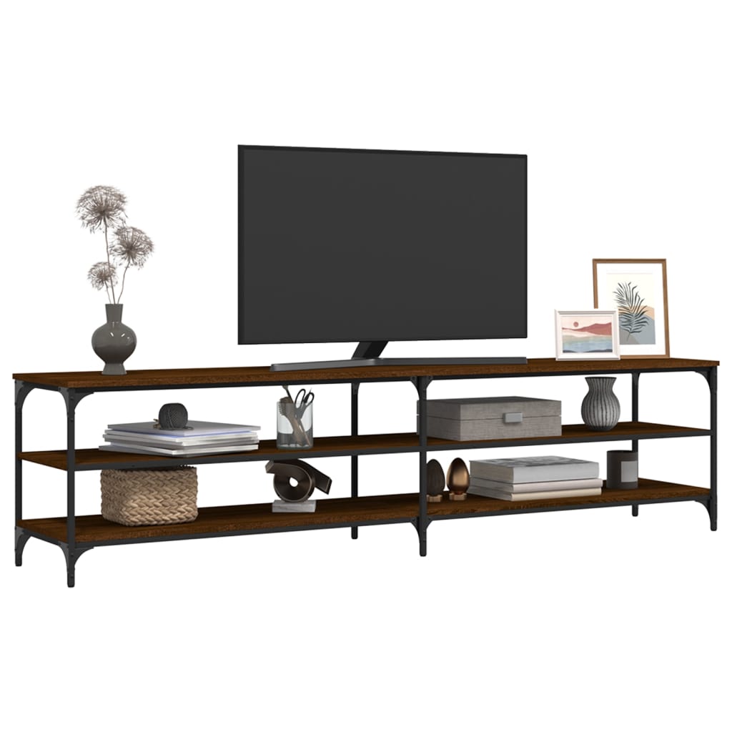 Mobile TV Rovere Marrone 200x30x50 cm Legno Multistrato Metallo
