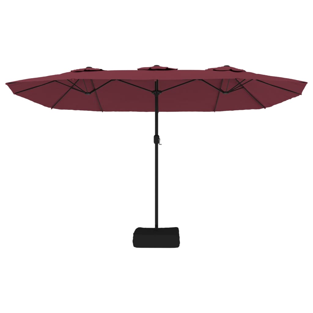 Ombrellone da Giardino a Doppia Testa Rosso Bordeaux 449x245 cm