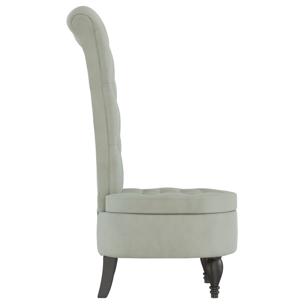 Sedia Schienale Alto Design con Bottoni Velluto Grigio Chiaro