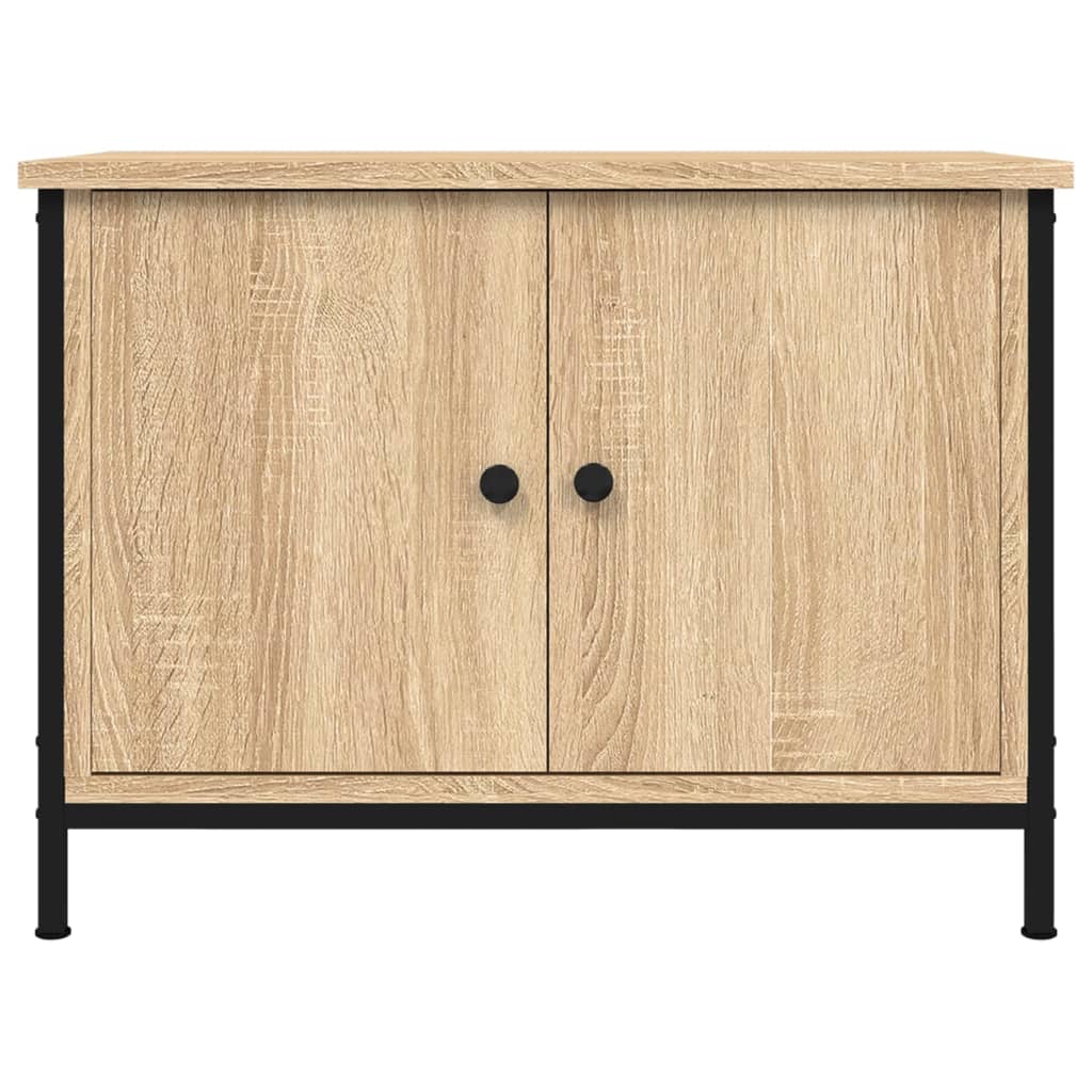 Mobile TV con Ante Rovere Sonoma 60x35x45 cm Legno Massello di Acacia