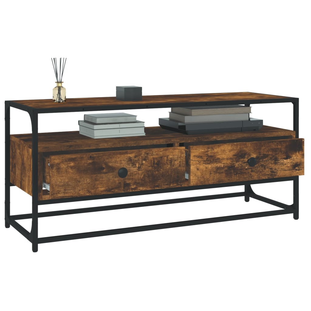 Mobile Porta TV Rovere Fumo 100x35x45 cm in Legno Multistrato