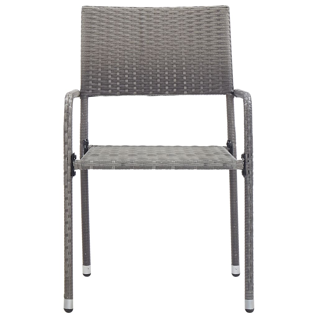 Set da Pranzo da Giardino 5 pz Grigio in Polyrattan