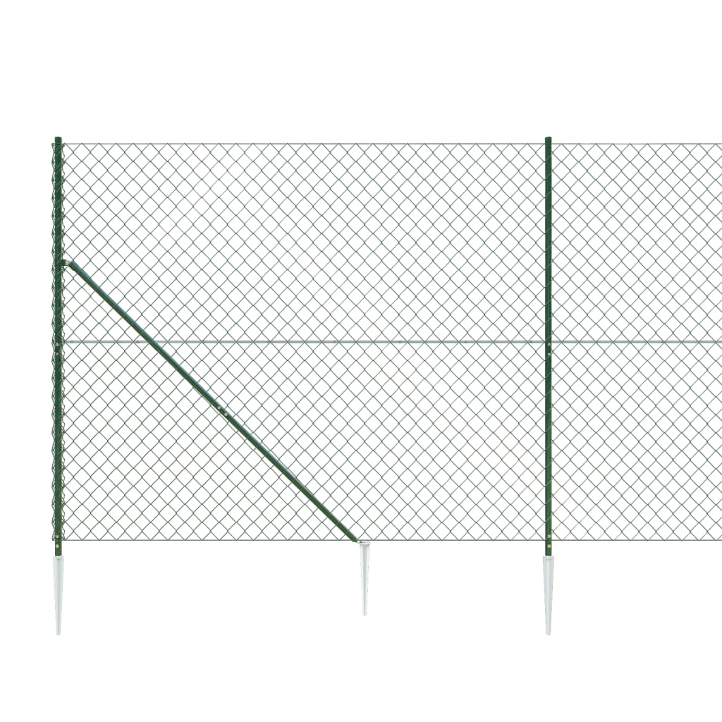 Recinzione a Rete con Picchetti Ancoraggio Verde 1,4x10 m