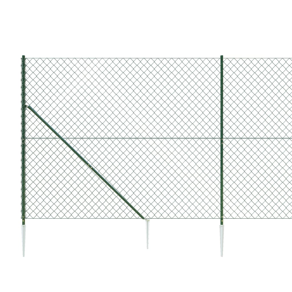 Recinzione a Rete con Picchetti Ancoraggio Verde 1,8x25 m