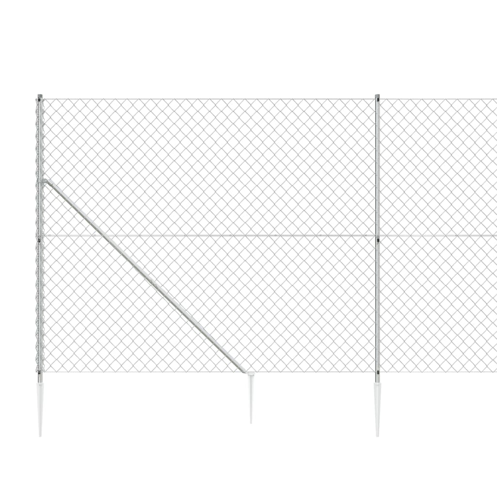 Recinzione a Rete con Picchetti Ancoraggio Argento 1,4x25 m