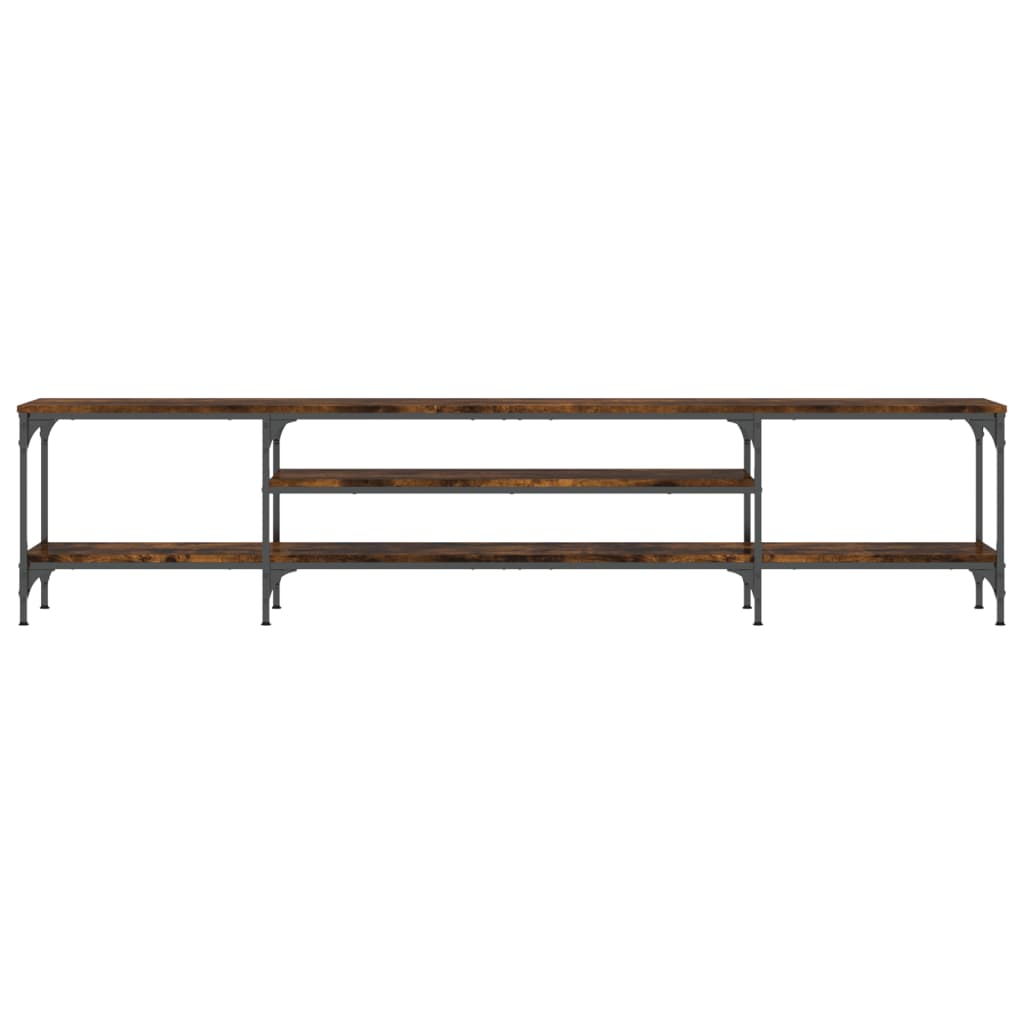 Mobile TV Rovere Fumo 201x35x45 cm in Legno Multistrato e Ferro