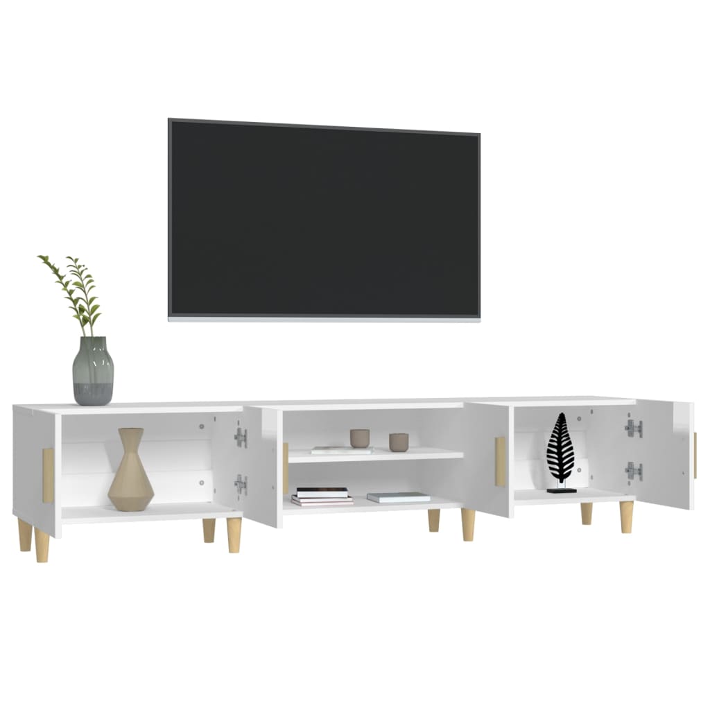 Mobile Porta TV Bianco Lucido 180x31,5x40 cm Legno Multistrato