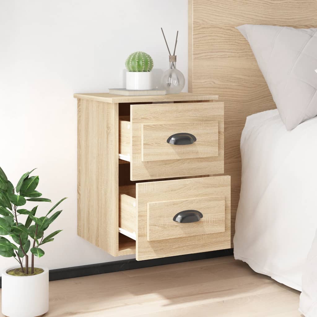 Comodini a Parete 2 pz Rovere Sonoma 41,5x36x53 cm