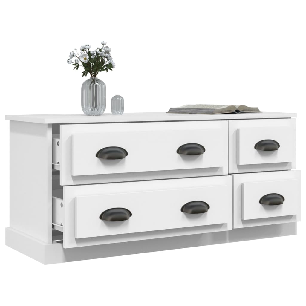 Mobile Porta TV Bianco 100x35,5x45 cm in Legno Multistrato