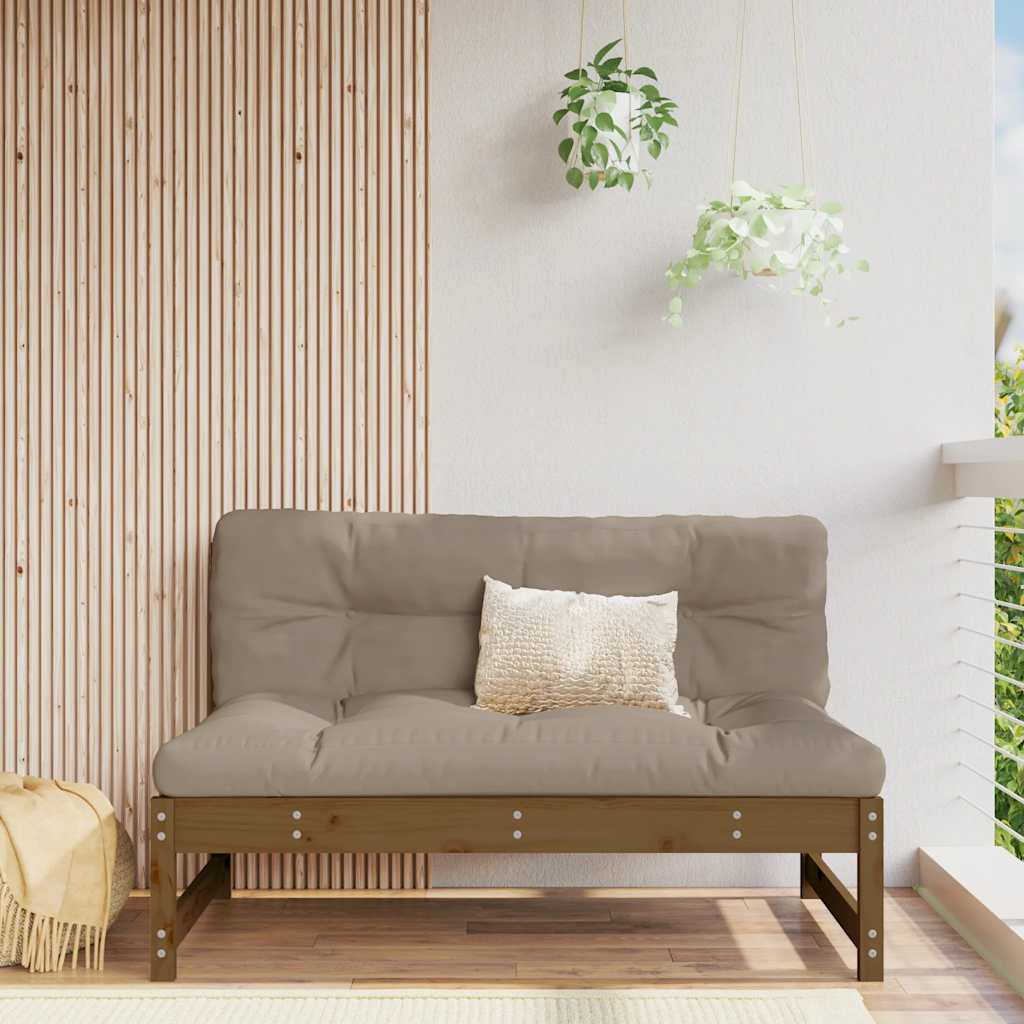 Divano Centrale Marrone Ambra 120x80 cm Legno Massello di Pino