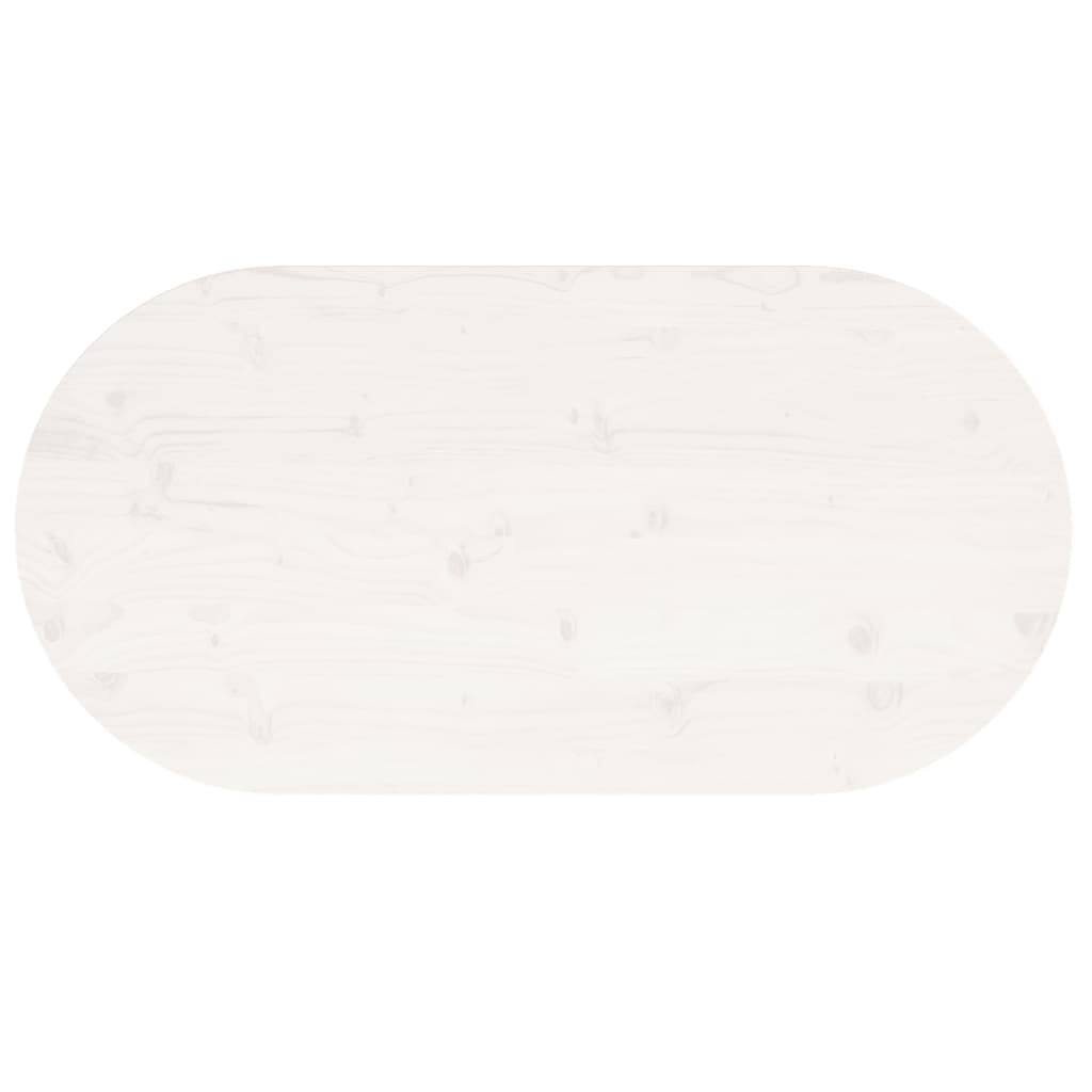 Piano Tavolo Bianco 90x45x2,5cm in Legno Massello di Pino Ovale