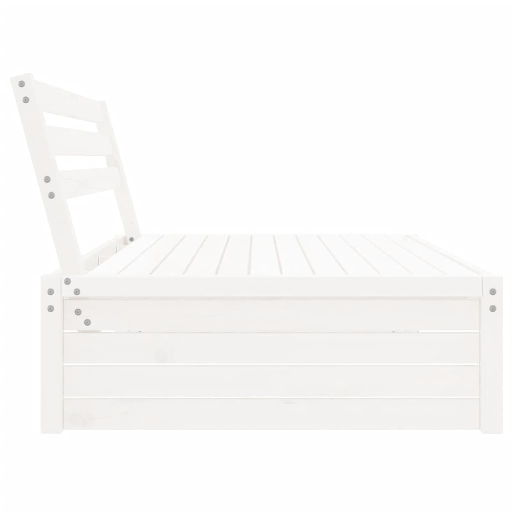 Divano Centrale Giardino Bianco 120x80cm Legno Massello Pino