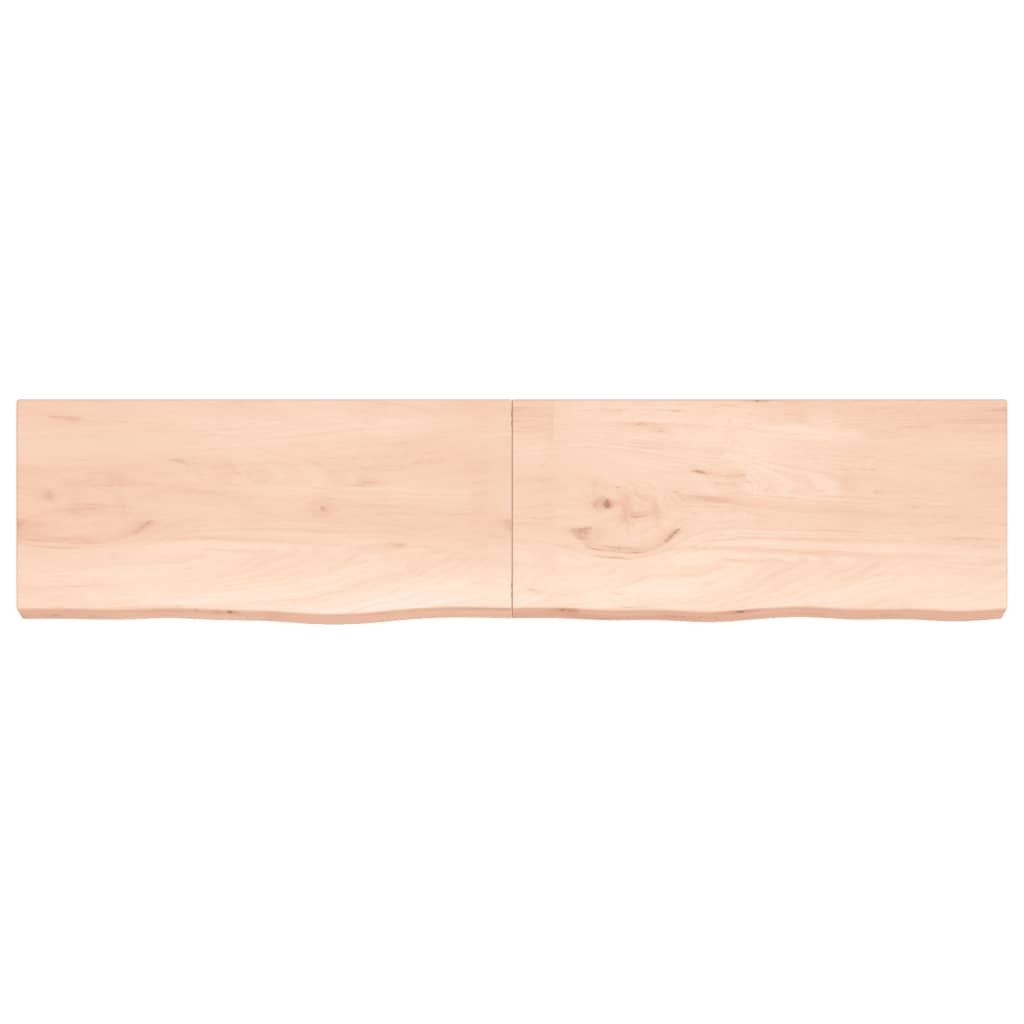 Ripiano a Parete 220x50x(2-6) cm Massello Rovere Non Trattato