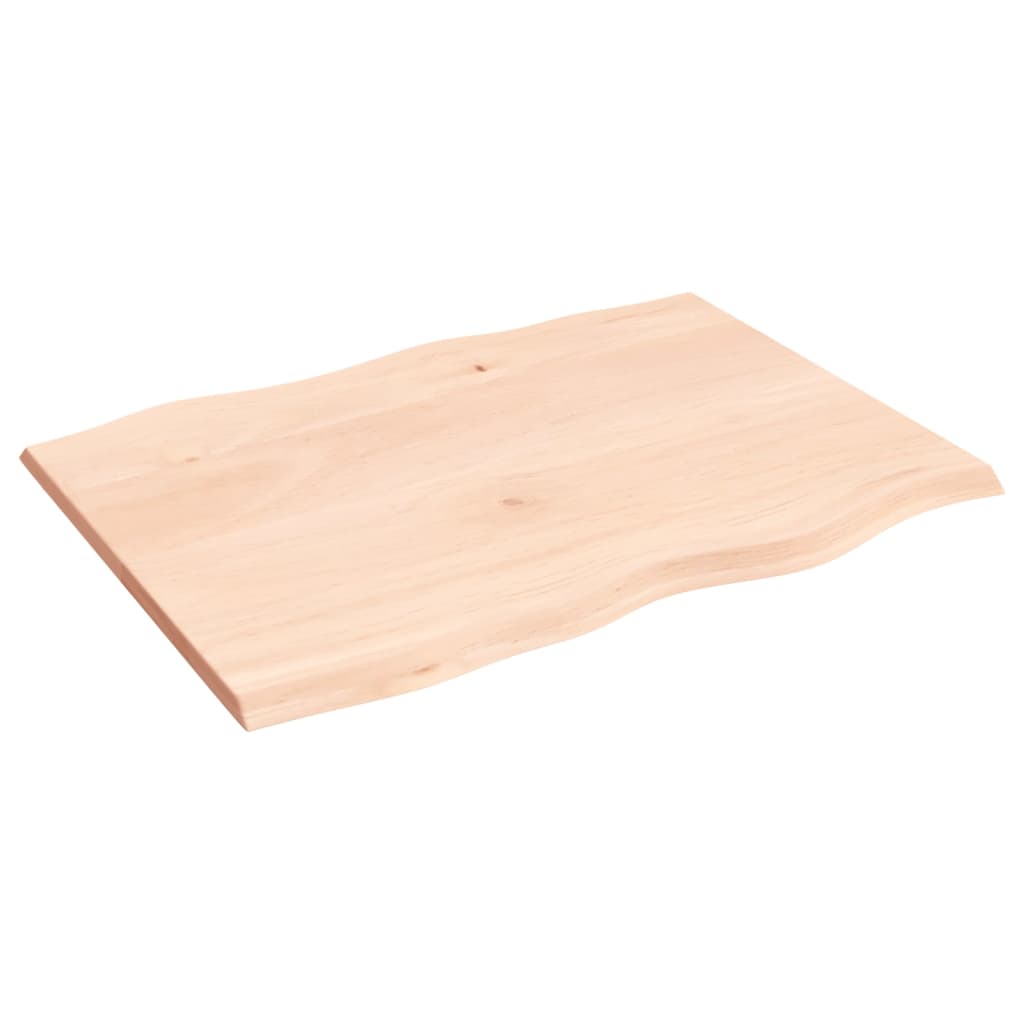 Piano per Tavolo 80x60x2 cm in Rovere Non Trattato Bordi Vivi