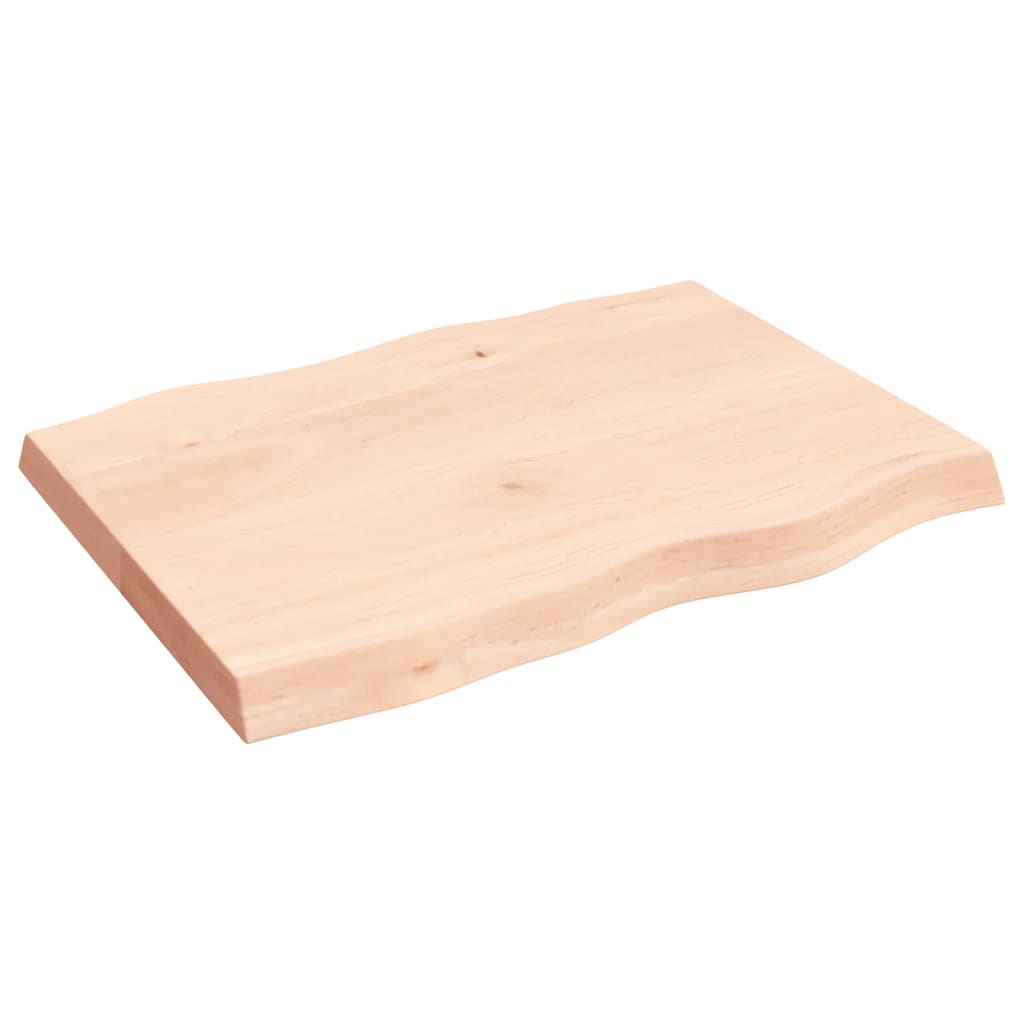 Piano per Tavolo 80x60x(2-6) cm Rovere Non Trattato Bordi Vivi