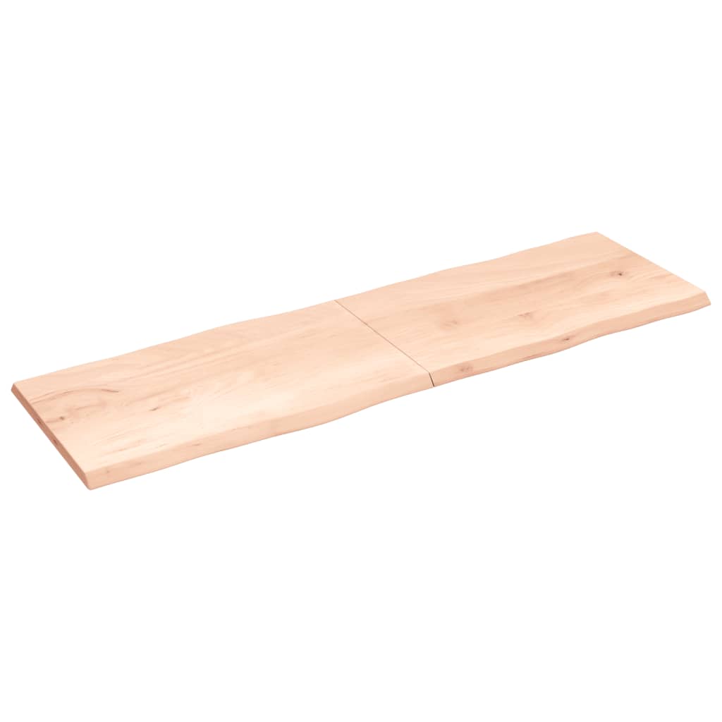 Piano per Tavolo 200x60x(2-4) cm Rovere Non Trattato Bordi Vivi