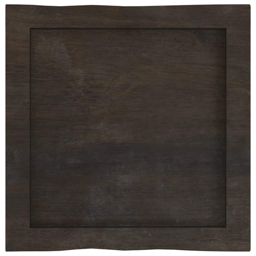 Piano Tavolo Marrone Scuro 40x40x(2-6)cm in Rovere Non Trattato