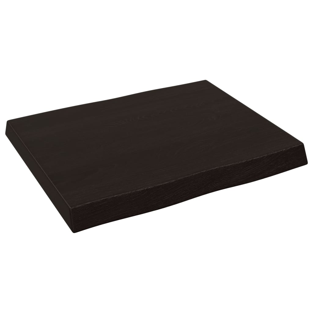 Piano Tavolo Marrone Scuro 60x50x(2-6)cm in Rovere Non Trattato