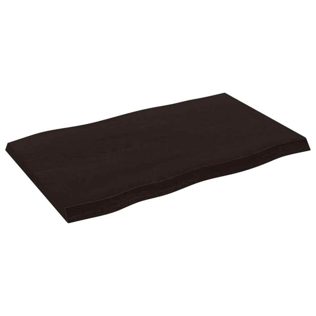 Piano Tavolo Marrone Scuro 80x50x(2-4)cm in Rovere Non Trattato