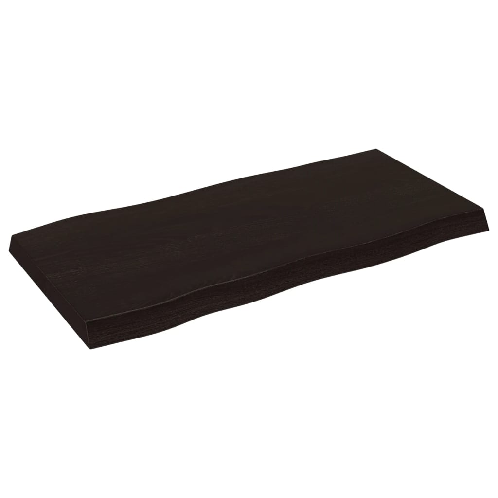 Piano Tavolo Marrone Scuro 100x50x(2-6)cm Rovere Non Trattato