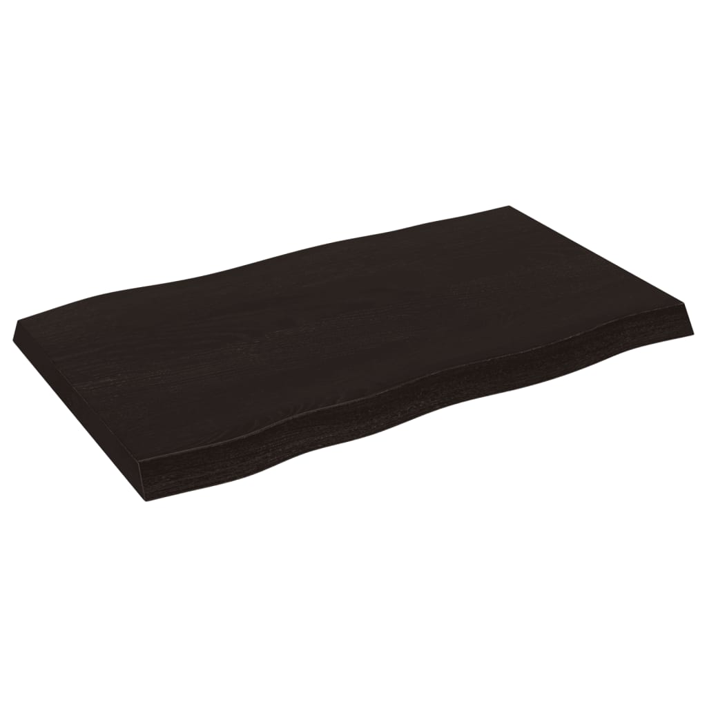 Piano Tavolo Marrone Scuro 100x60x(2-6)cm Rovere Non Trattato