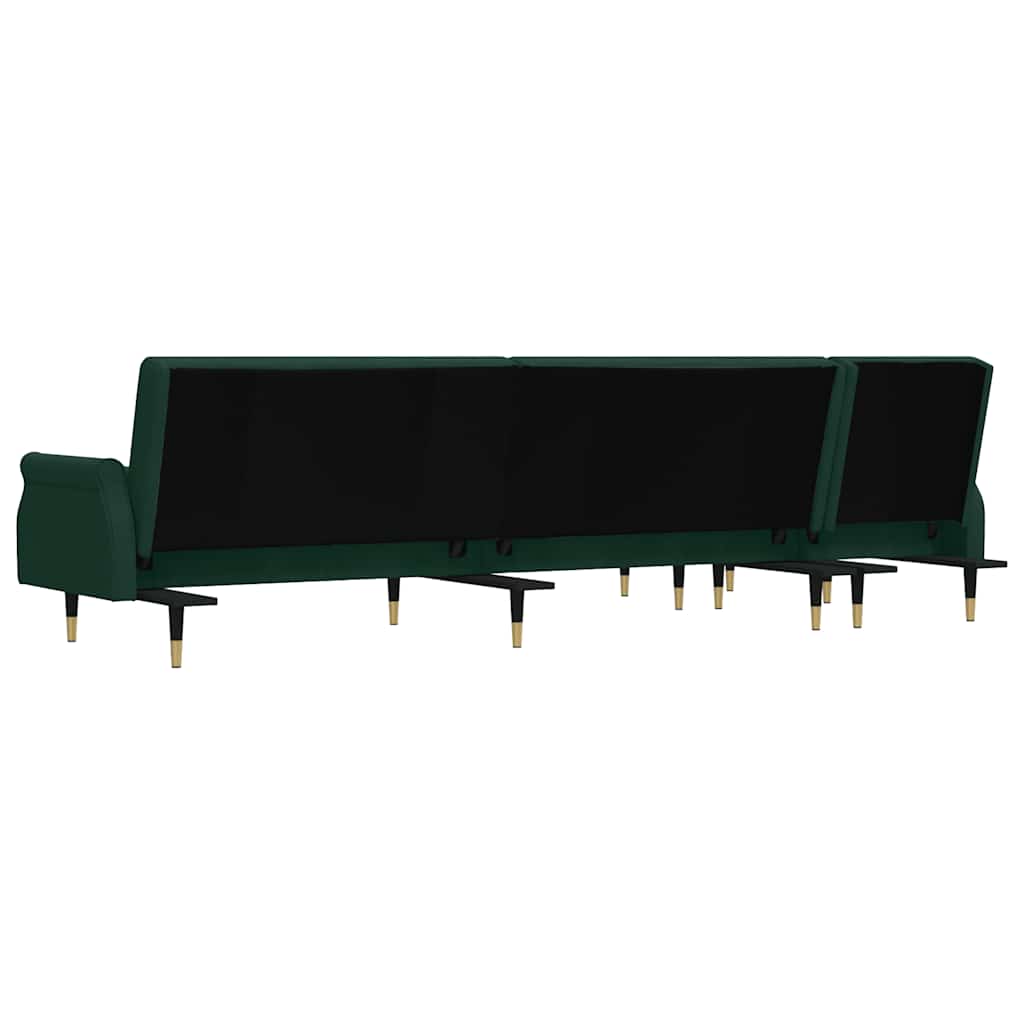 Divano Letto a L Verde Scuro 271x140x70 cm in Velluto