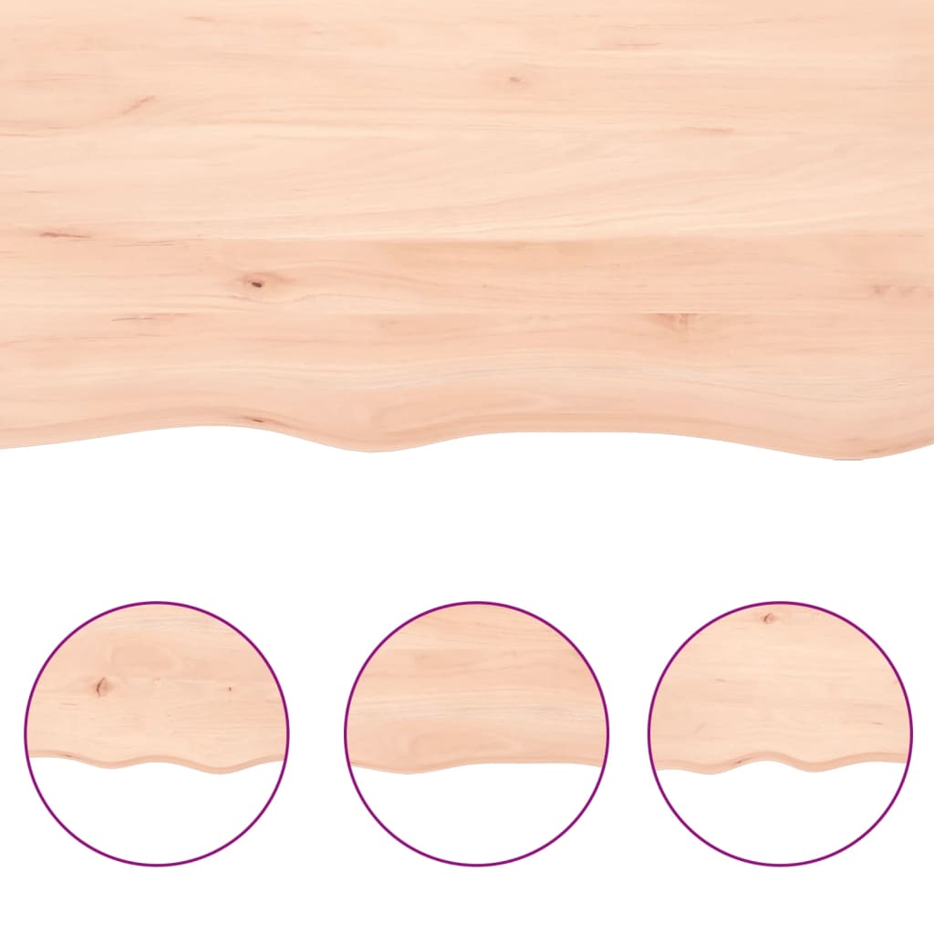 Piano Bagno 100x50x2 cm in Legno Massello Non Trattato