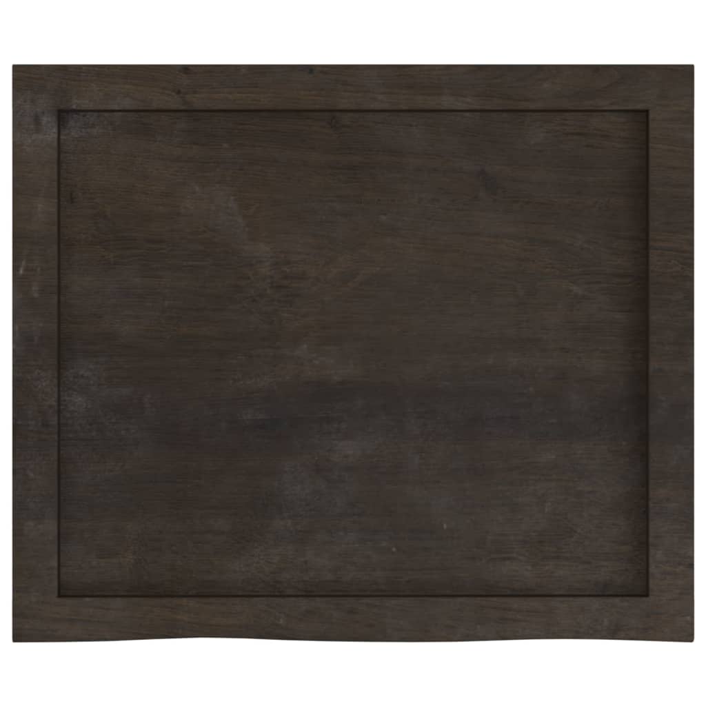Piano Bagno Marrone Scuro 60x50x(2-6)cm Legno Massello Trattato