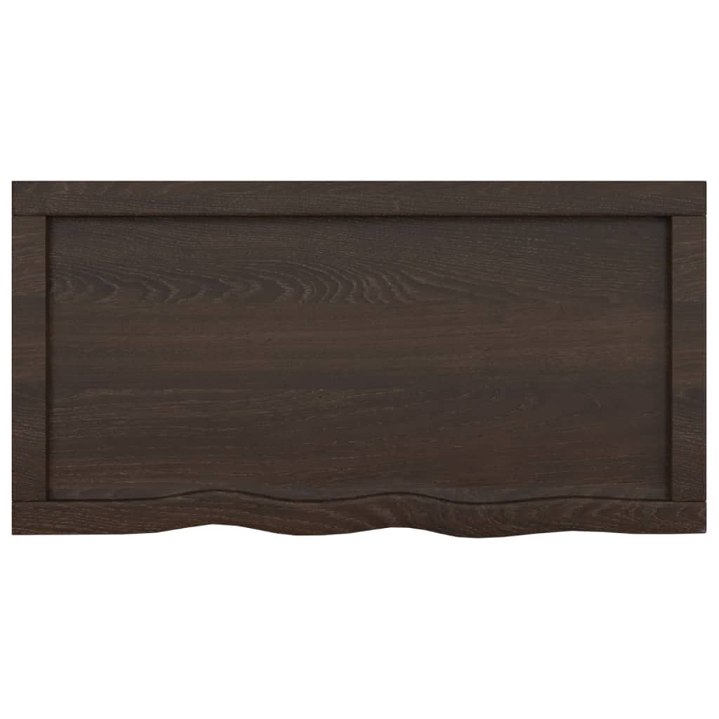 Piano Bagno Marrone Scuro 80x40x(2-4)cm Legno Massello Trattato