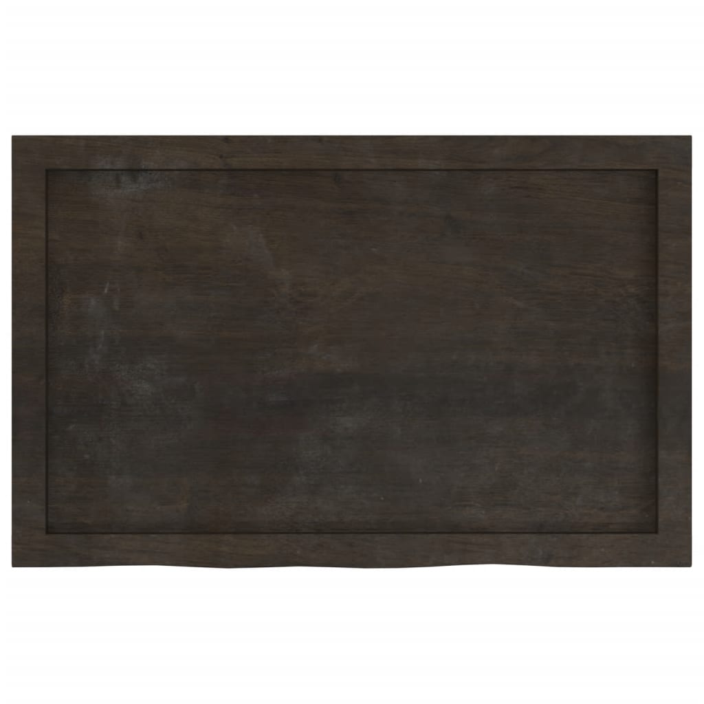 Piano Bagno Marrone Scuro 80x50x(2-6)cm Legno Massello Trattato