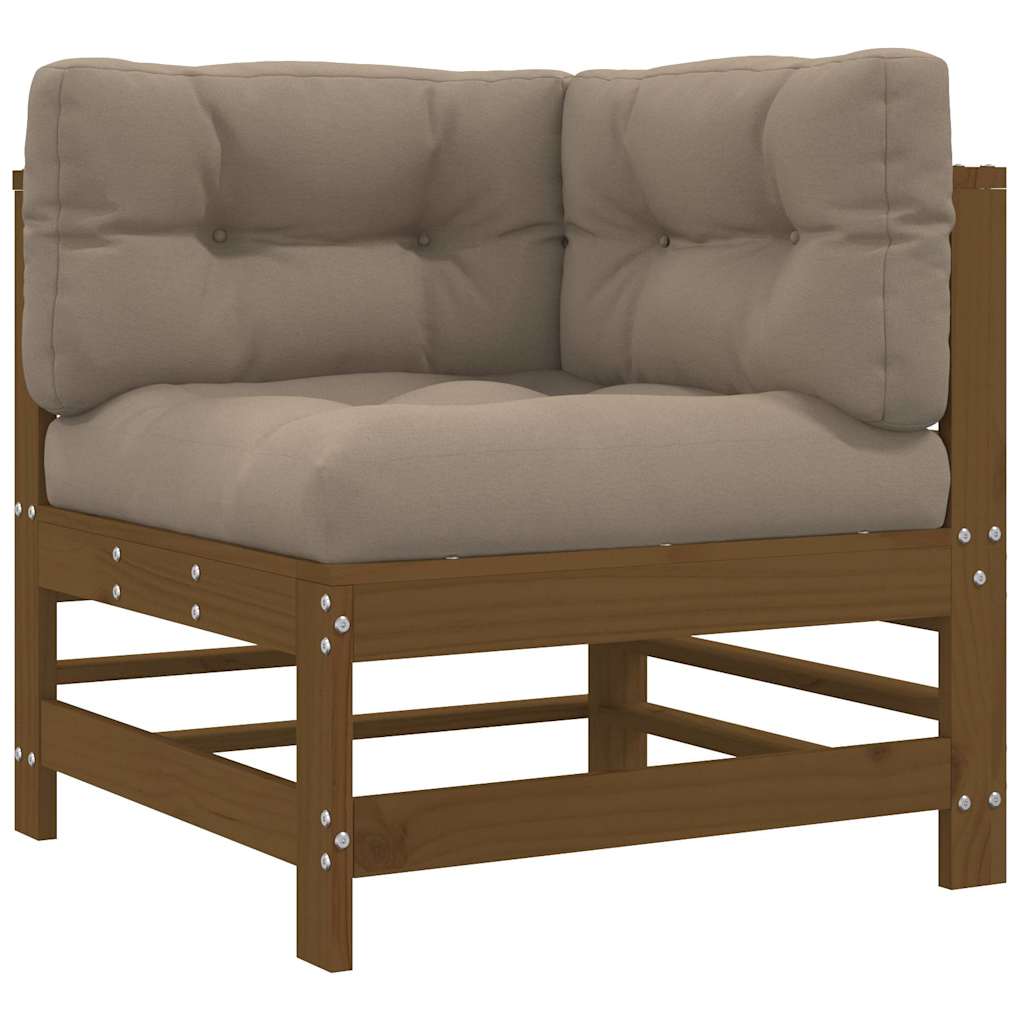 Set Divani da Giardino 7 pz con Cuscini in Legno Massello ambra