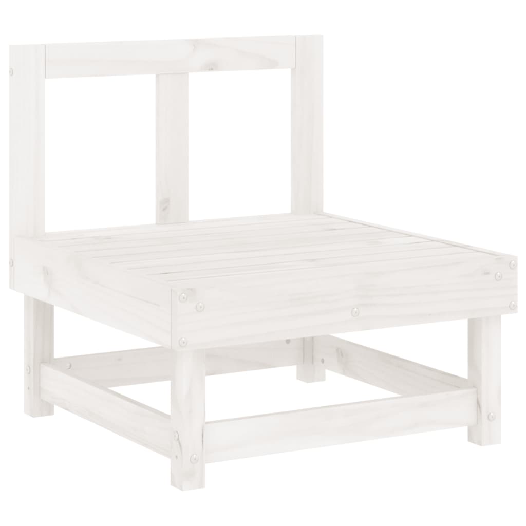 Set Salotto da Giardino 11 pz Bianco in Legno Massello di Pino