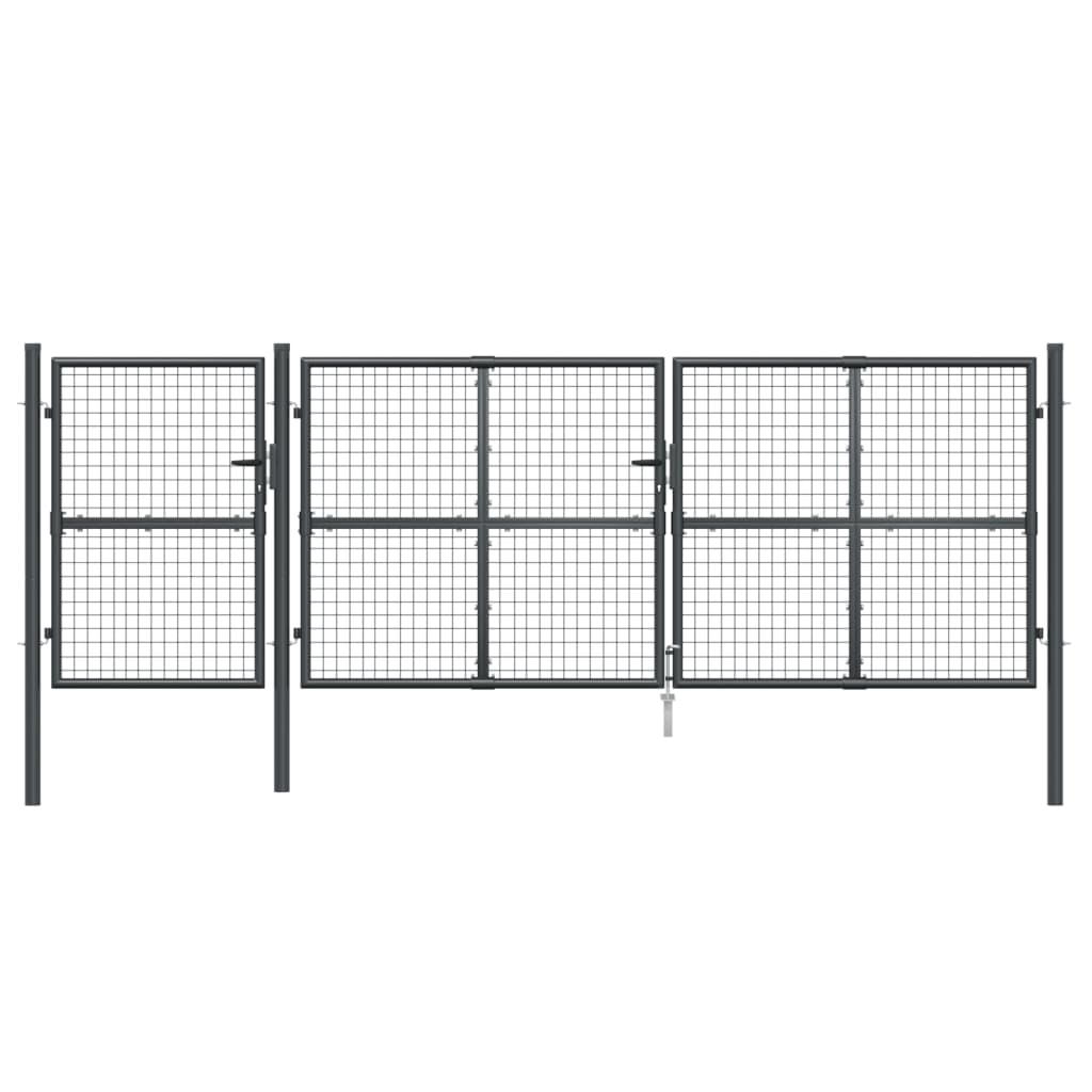 Cancello da Giardino Rete Antracite 400x175 cm Acciaio Zincato